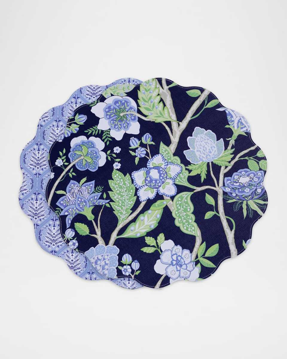 VIDA Blooms & Branches Reversible Round Placemats, Set of 4